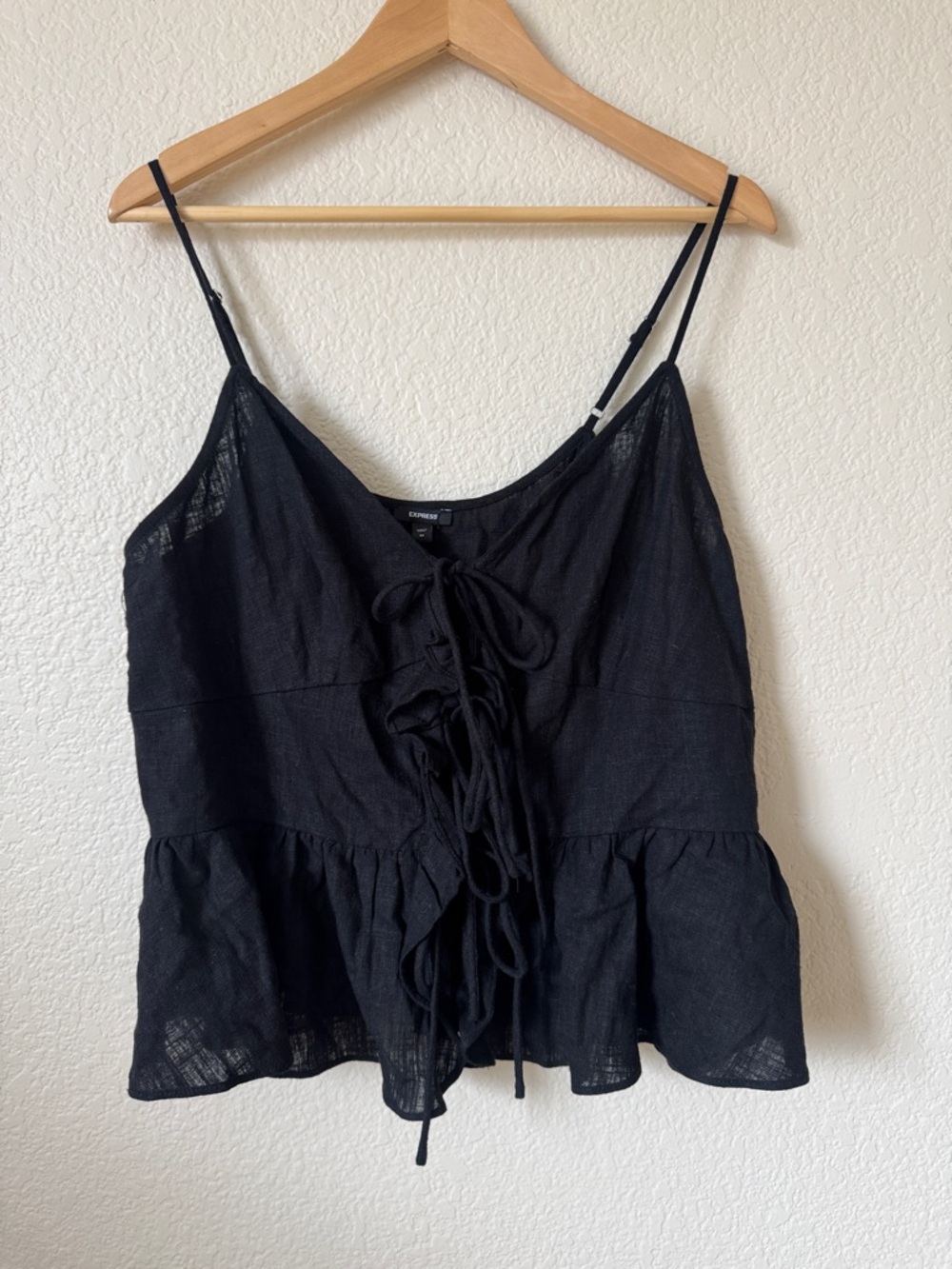 Express Black Lace-Up Peplum Cami